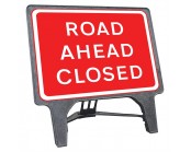 Road Ahead Closed Q Sign
